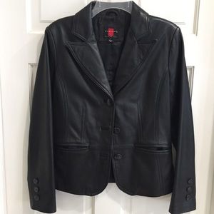 Lamb Skin Leather Blazer Black 3 button- NEW